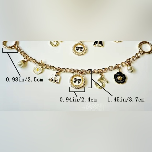 NEW Bag Belt Backpack Charm - Inspired Number 5 Gold and faux pearl Accent - Picture 5 of 6